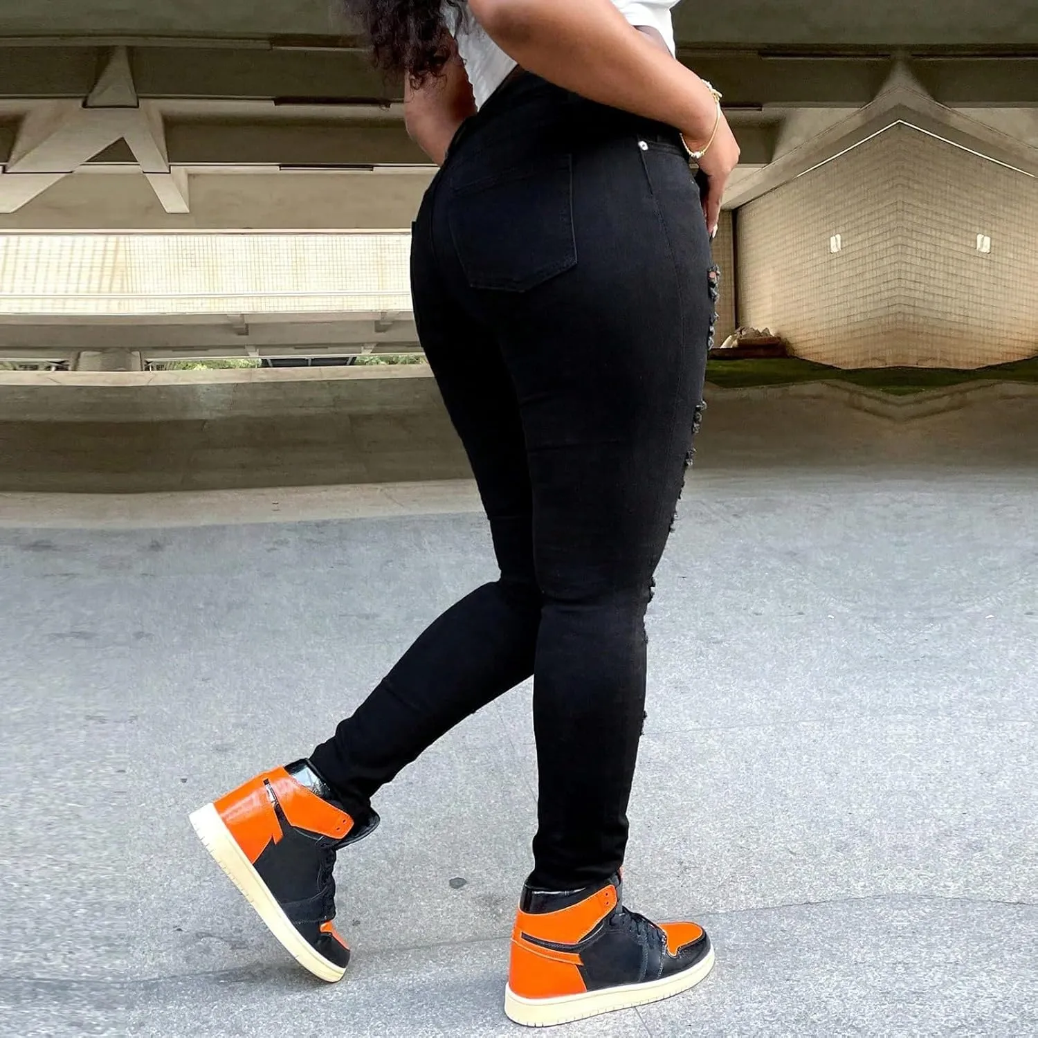 Ripped Jeans for Women Trendy Jeggings High Waisted Skinny Jeans Distressed Denim Ankle Pants with Pockets
