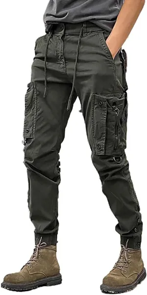 Rivccku Men’s Tactical Trousers Combat Work Trousers Multi-Pocket Cargo Pants