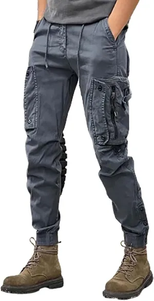 Rivccku Men’s Tactical Trousers Combat Work Trousers Multi-Pocket Cargo Pants