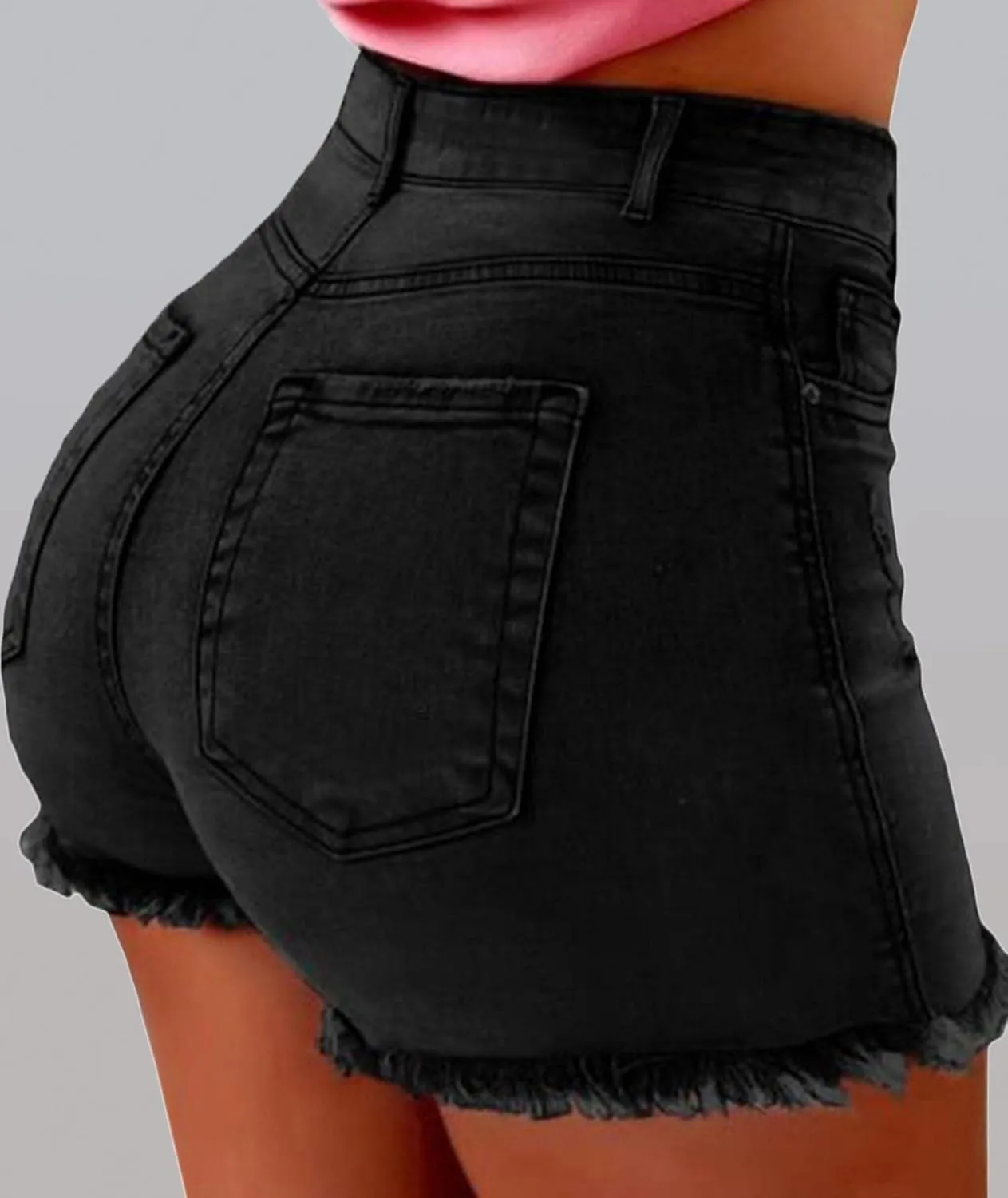Sexyshine Women's High Waist Distressed Casual Cut Off Ripped Jeans Denim Shorts