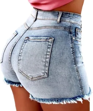 Sexyshine Women's High Waist Distressed Casual Cut Off Ripped Jeans Denim Shorts