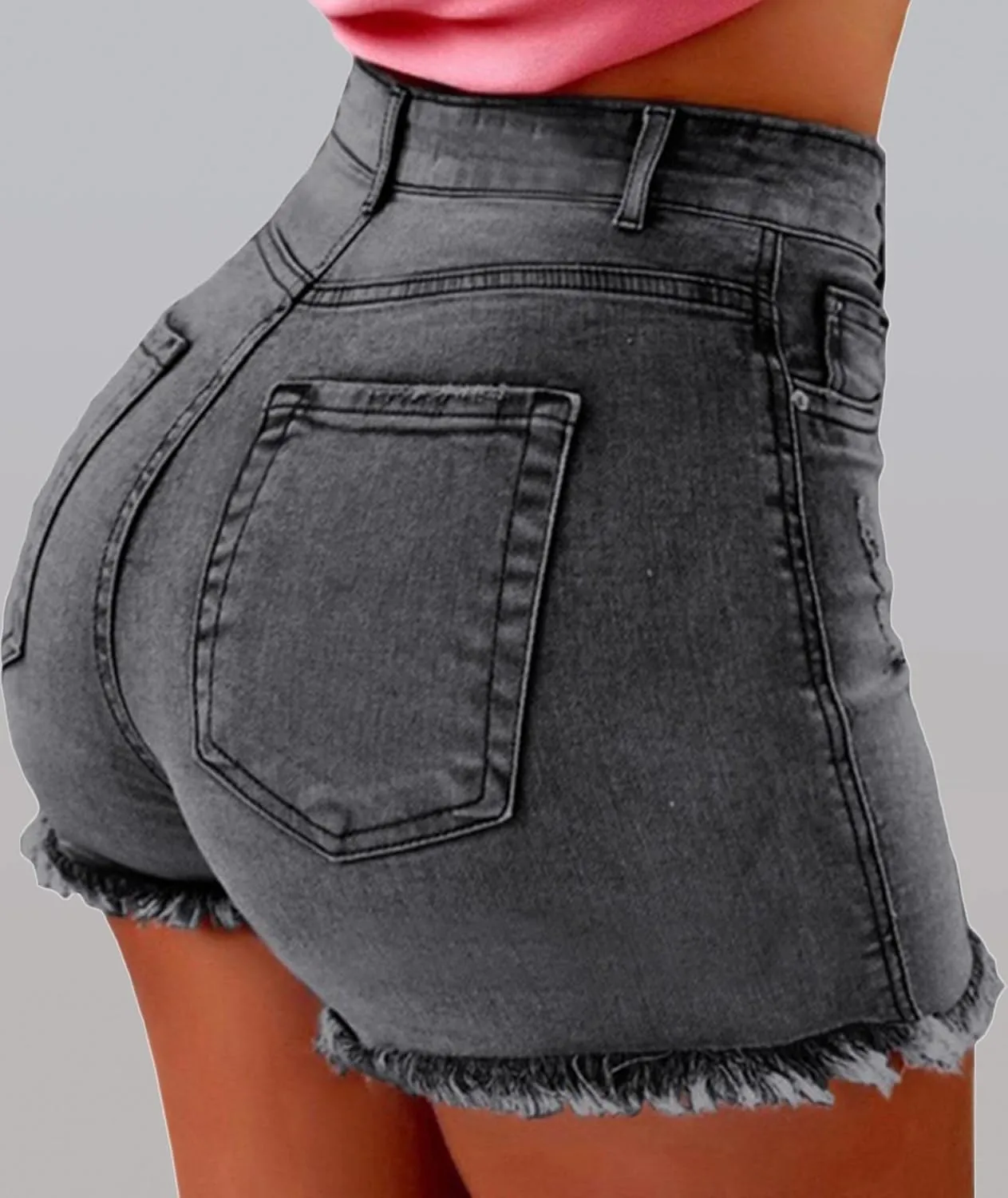 Sexyshine Women's High Waist Distressed Casual Cut Off Ripped Jeans Denim Shorts