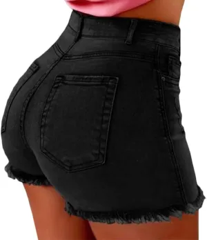 Sexyshine Women's High Waist Distressed Casual Cut Off Ripped Jeans Denim Shorts