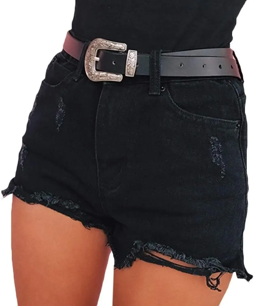 Sexyshine Women's High Waist Distressed Casual Cut Off Ripped Jeans Denim Shorts