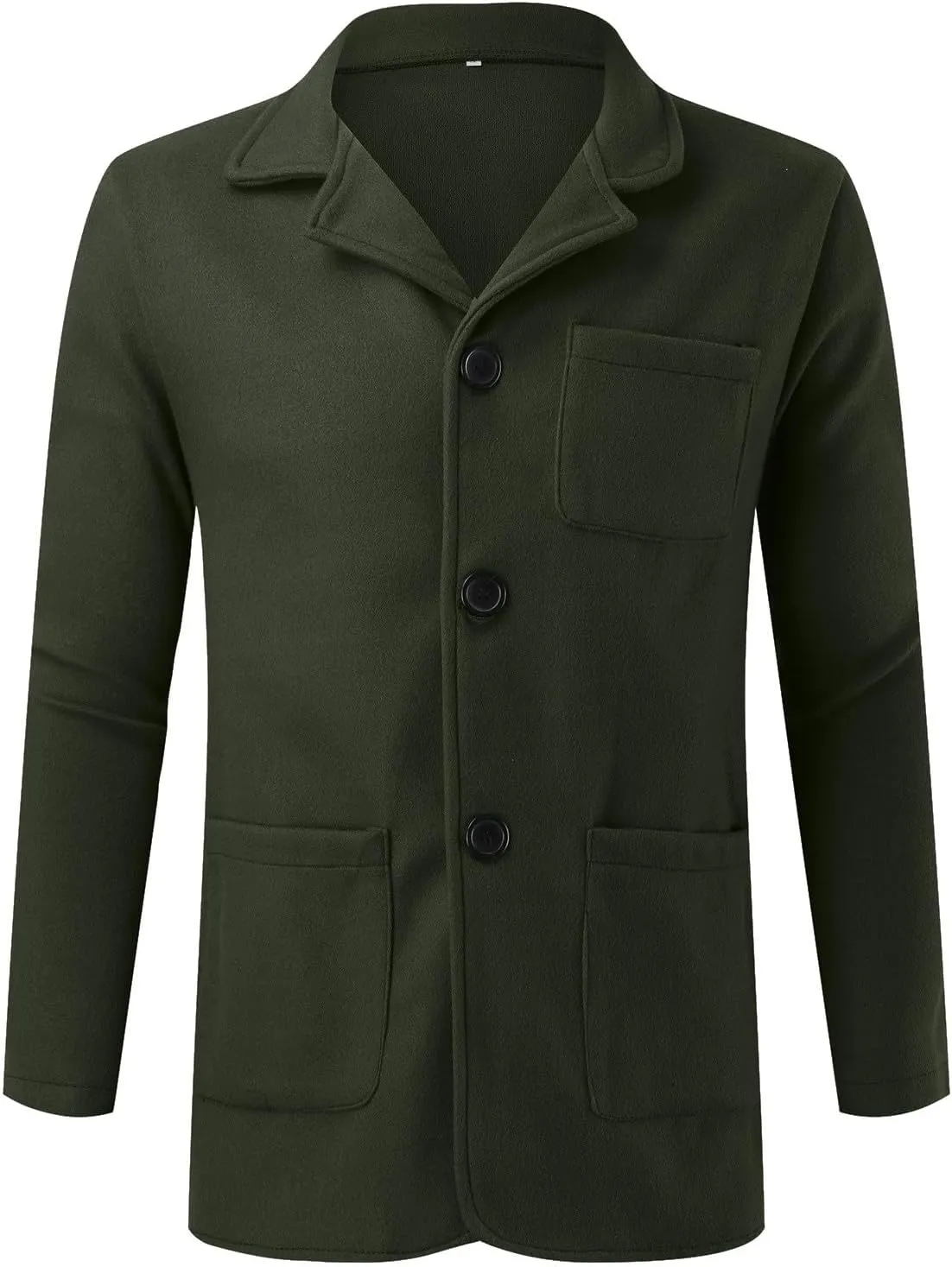 Shirt Jacket For Men Button Down Winter Casual Shirts Solid Long Sleeve Cardigan With Pockets