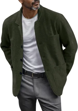 Shirt Jacket For Men Button Down Winter Casual Shirts Solid Long Sleeve Cardigan With Pockets