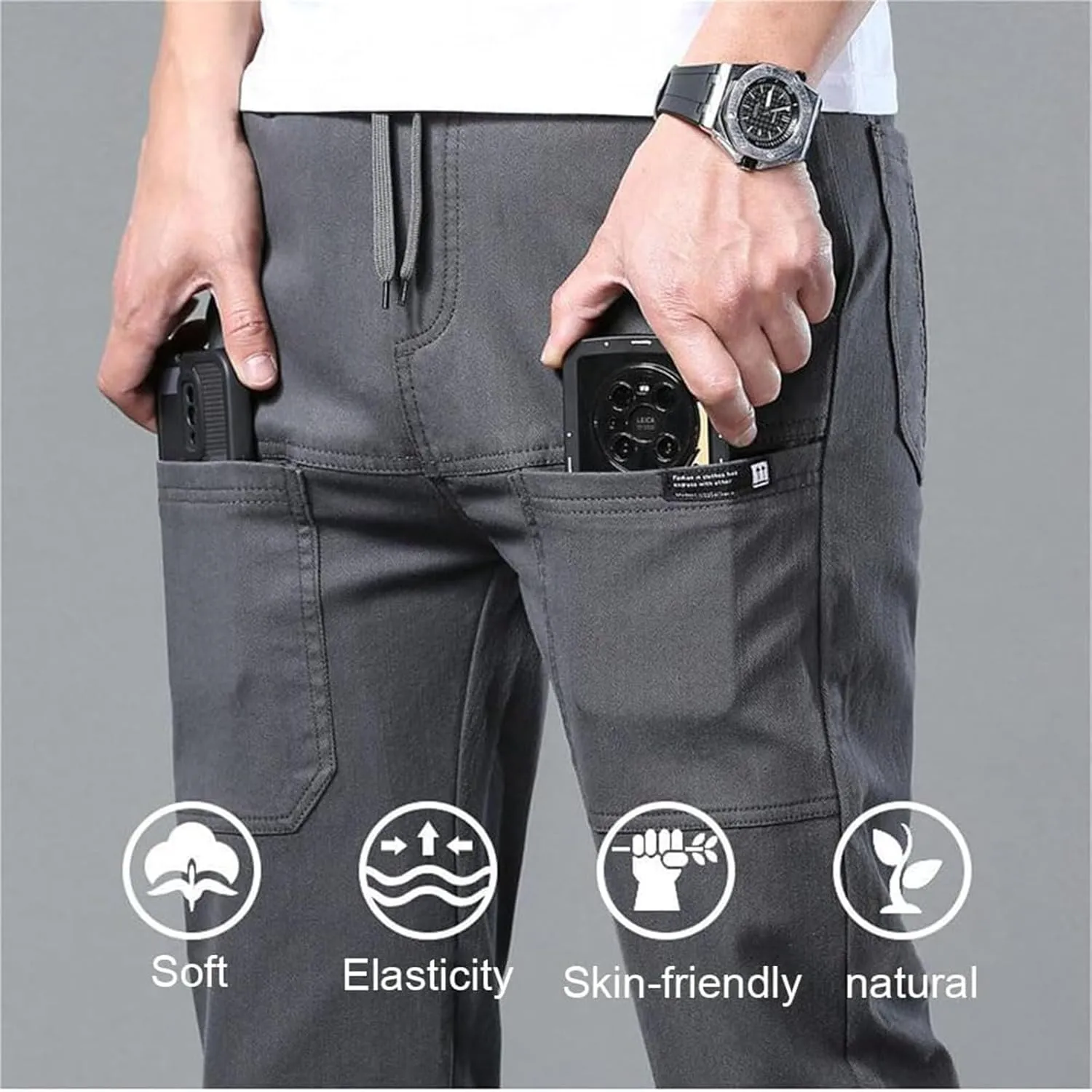 Sirmale Multipants - High Stretch Multi-Pocket Cargo Pants, Mens Casual Straight Pants Lightweight Tactical Pant