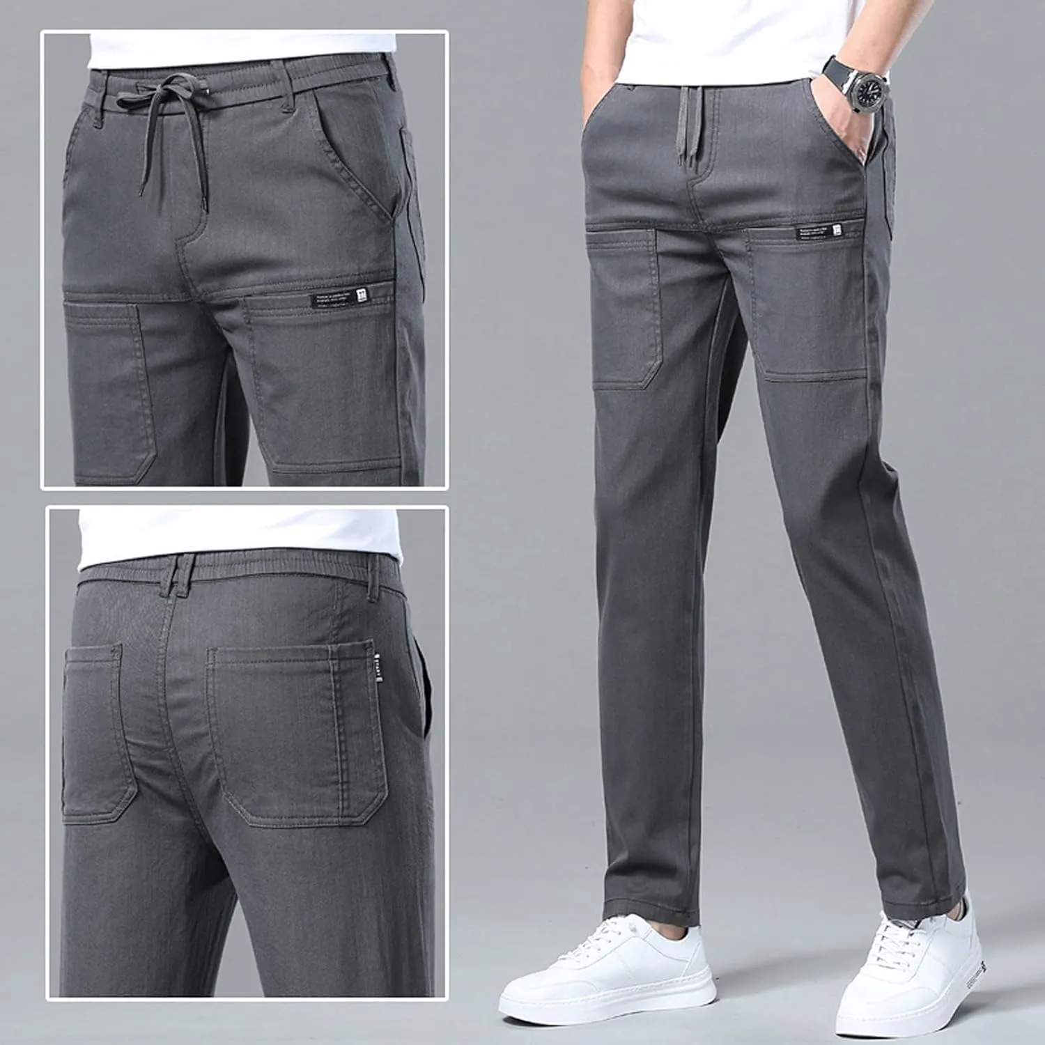 Sirmale MultiPants - High Stretch Multi-Pocket Cargo Pants, Men's Stretch Multi-Pocket Skinny Cargo Pants