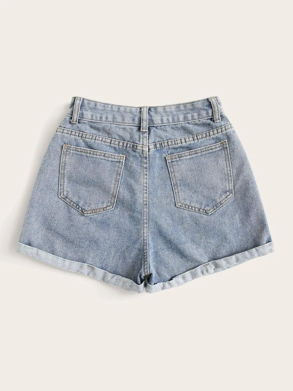 SOLY HUX Women's Summer Denim Shorts High Waisted Button Casual Straight Leg Jeans Shorts