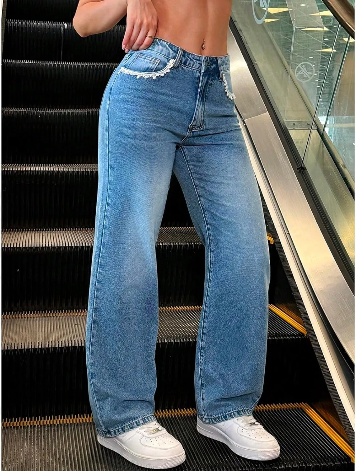 Straight Leg Jeans for Women Trendy Stretch Vintage High Waisted Denim Pants Cowgirl Outfits with Pockets