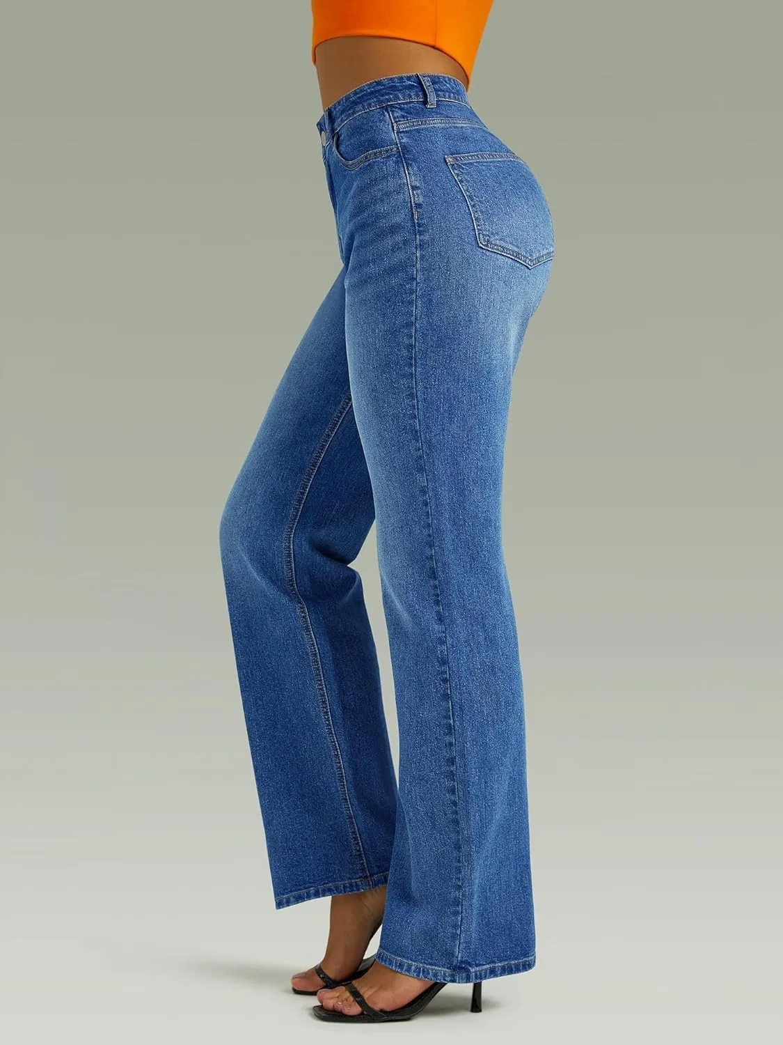 Straight Leg Jeans for Women,High Waisted Wide Leg Loose Microelastic Boyfried Denim Pants