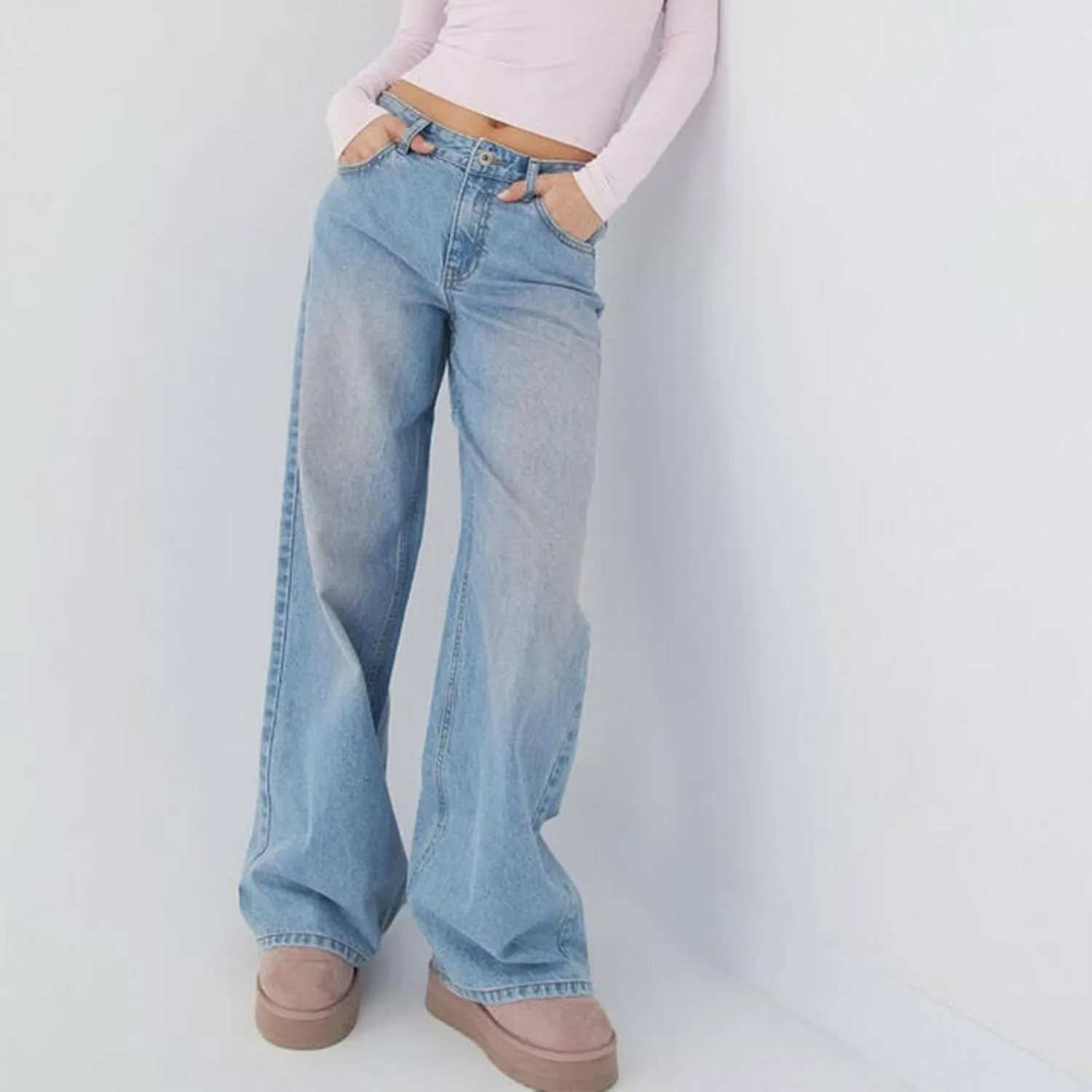 Straight Leg Jeans for Women,High Waisted Wide Leg Loose Microelastic Boyfriend Denim Pants
