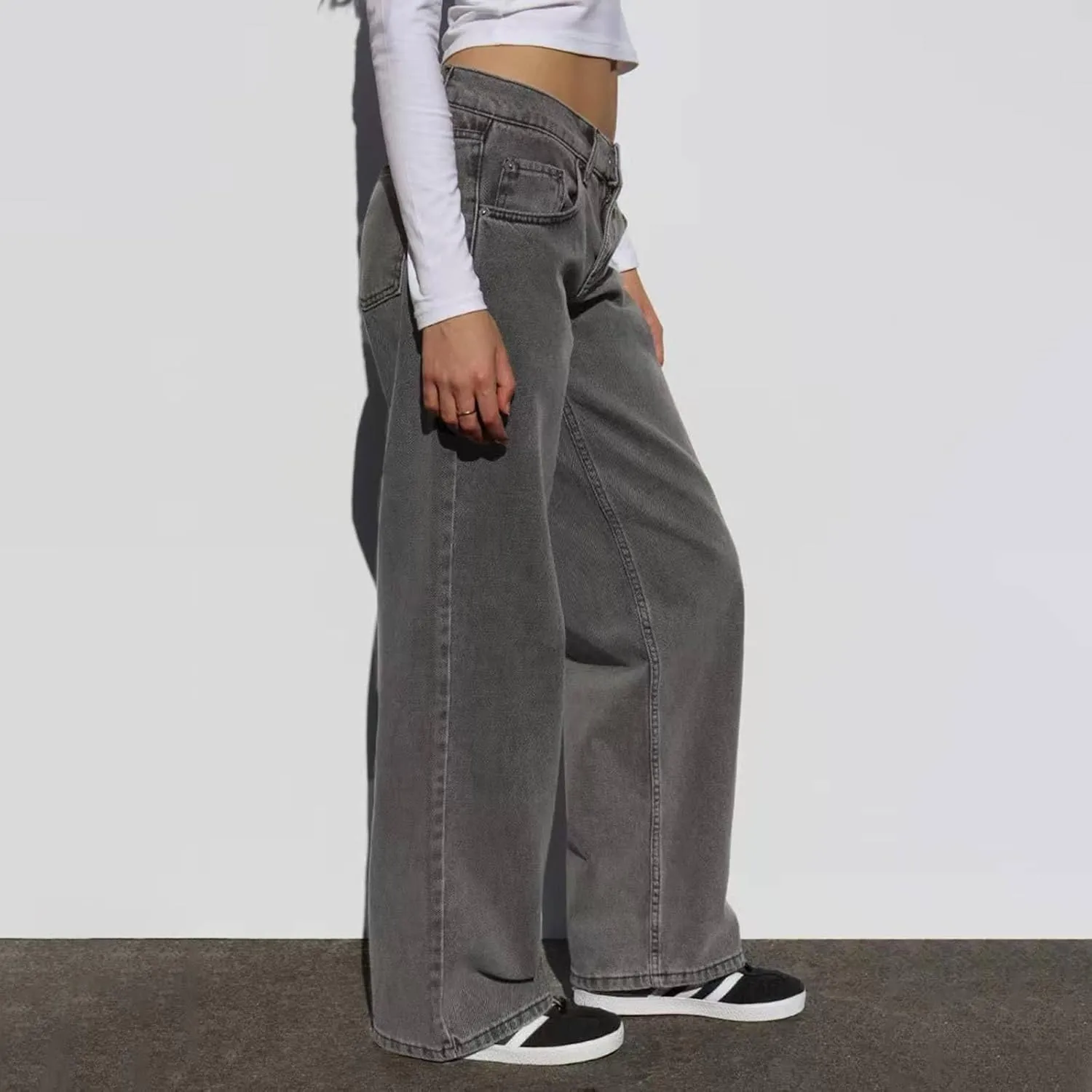 Straight Leg Jeans for Women,High Waisted Wide Leg Loose Microelastic Boyfriend Denim Pants