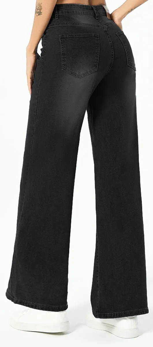 Straight Leg Jeans for Women,High Waisted Wide Leg Loose Microelastic Wide Leg Denim Pants