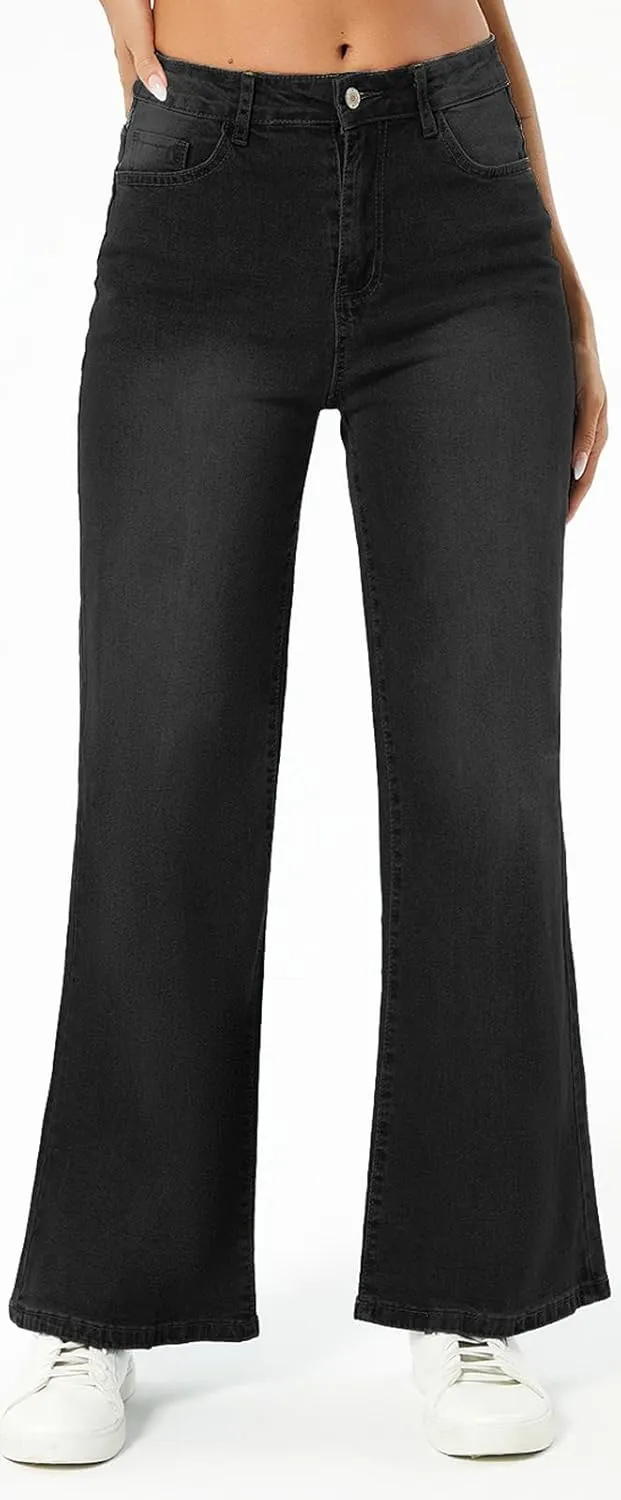 Straight Leg Jeans for Women,High Waisted Wide Leg Loose Microelastic Wide Leg Denim Pants