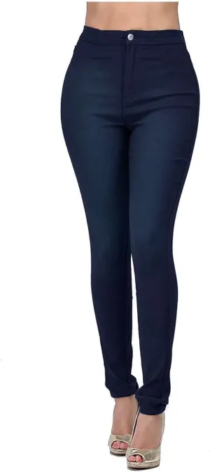 Stretchy Jeans for Women Fashion Elastic Butt Lifting Tummy Control Leggings Casual Mid-Rise Pencil Pants with Pocket