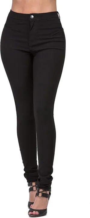 Stretchy Jeans for Women Fashion Elastic Butt Lifting Tummy Control Leggings Casual Mid-Rise Pencil Pants with Pocket