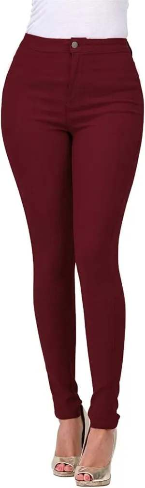 Stretchy Jeans for Women Fashion Elastic Butt Lifting Tummy Control Leggings Casual Mid-Rise Pencil Pants with Pocket