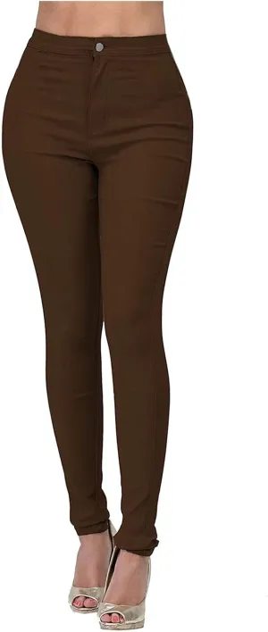 Stretchy Jeans for Women Fashion Elastic Butt Lifting Tummy Control Leggings Casual Mid-Rise Pencil Pants with Pocket