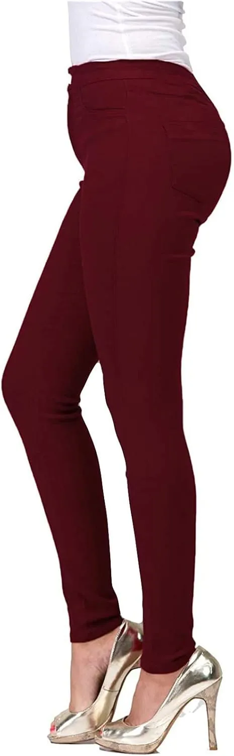 Stretchy Jeans for Women Fashion Elastic Butt Lifting Tummy Control Leggings Casual Mid-Rise Pencil Pants with Pocket