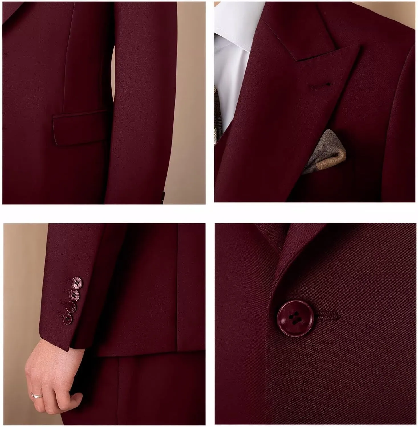 Suit for Men Wedding Slim Fit 3 Piece Set Blazer Jacket Vest Pants Tuxedo Suits for Groomsmen Business Prom Party Sport Coat