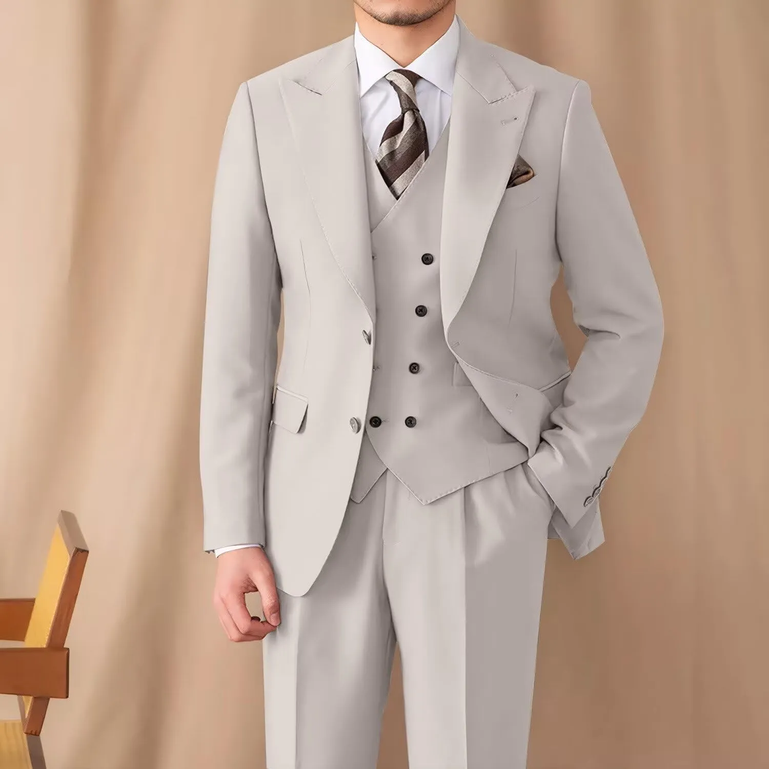 Suit for Men Wedding Slim Fit 3 Piece Set Blazer Jacket Vest Pants Tuxedo Suits for Groomsmen Business Prom Party Sport Coat