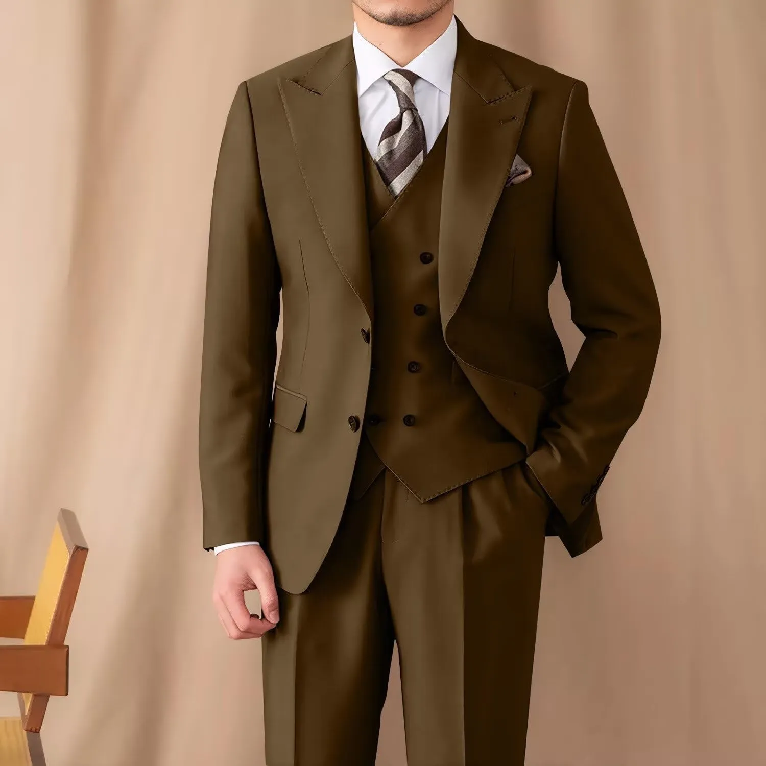 Suit for Men Wedding Slim Fit 3 Piece Set Blazer Jacket Vest Pants Tuxedo Suits for Groomsmen Business Prom Party Sport Coat