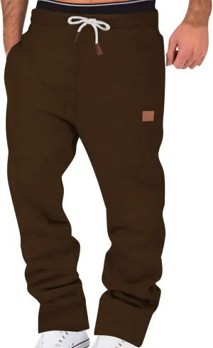 Summer Pants for Men Solid Color Elastic Waist Drawstring Pocket Slim Leg Breathable Athletic Summer Trendy Trousers