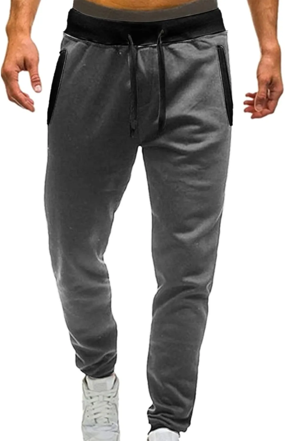 Summer Pants for Men Solid Color Elastic Waist Drawstring Pocket Slim Leg Casual Soft Fit Elasticity Trendy Trousers