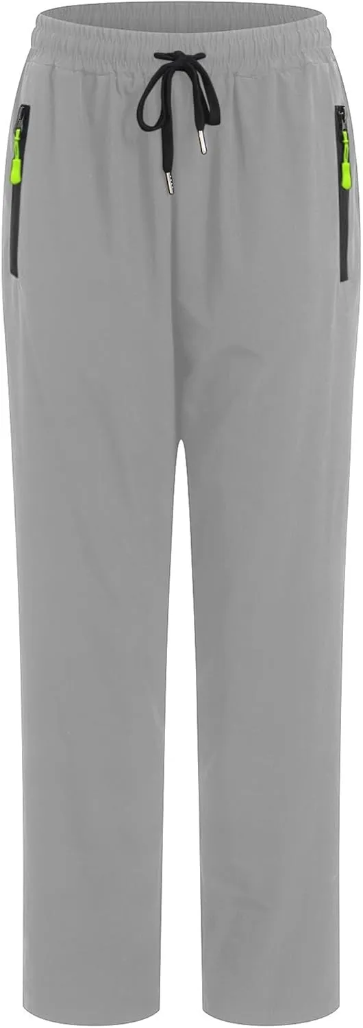 Summer Pants for Men Sweatpants Elastic Waist Drawstring Zipper Slim Leg Comfortable Soft Fit Summer Trendy Trousers