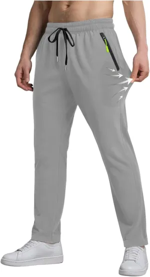 Summer Pants for Men Sweatpants Elastic Waist Drawstring Zipper Slim Leg Comfortable Soft Fit Summer Trendy Trousers