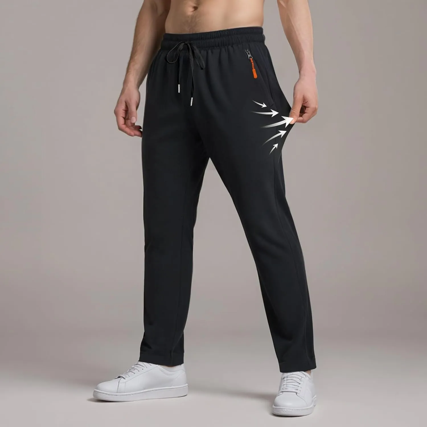 Summer Pants for Men Sweatpants Elastic Waist Drawstring Zipper Slim Leg Fashion Athletic Elasticity Cute Trousers