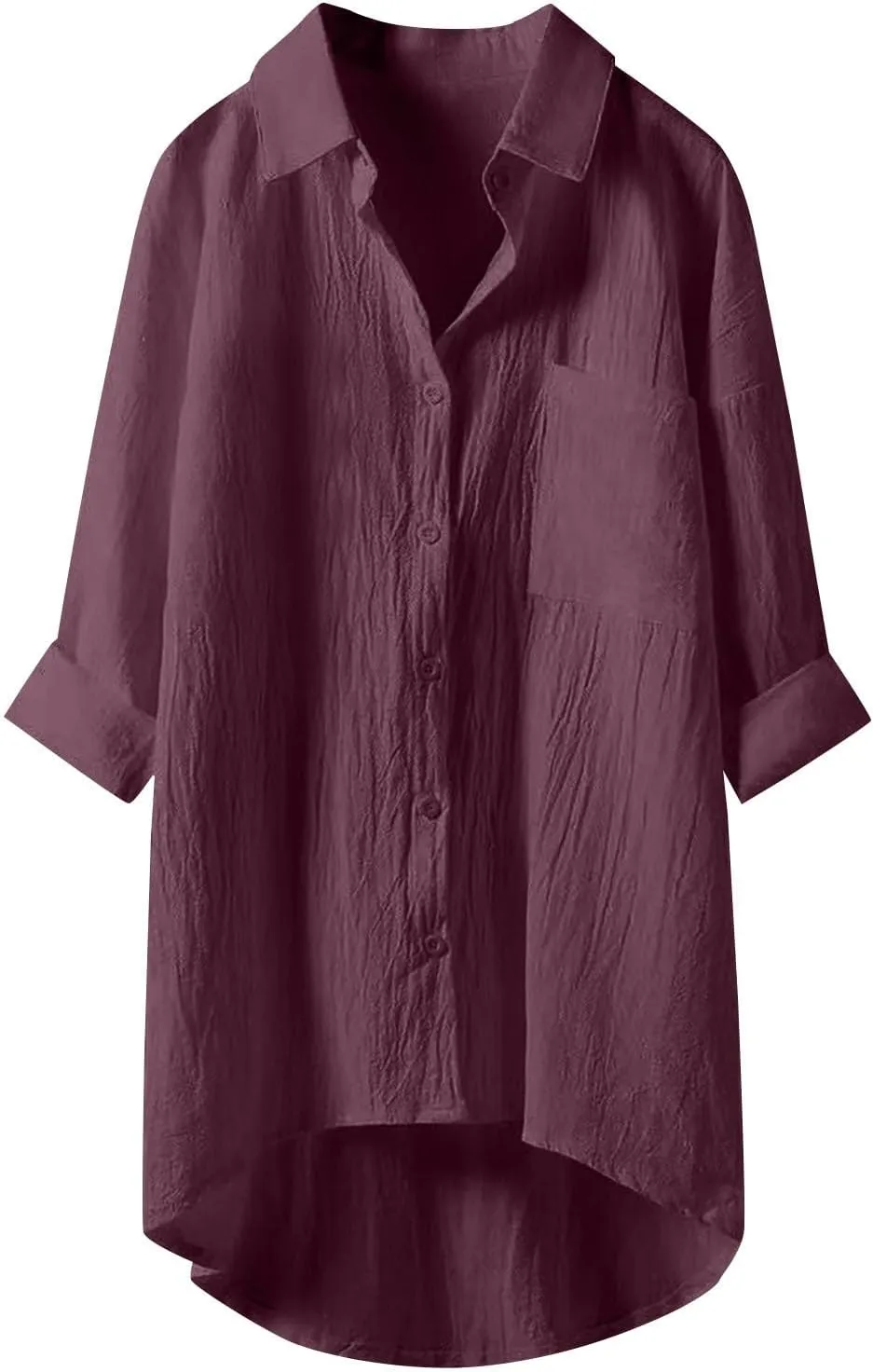 Summer Tops for Women 2025 Trendy Casual Linen Shirts 3/4 Sleeve Button Dowm Tunic Blouses Exercise Clothes for