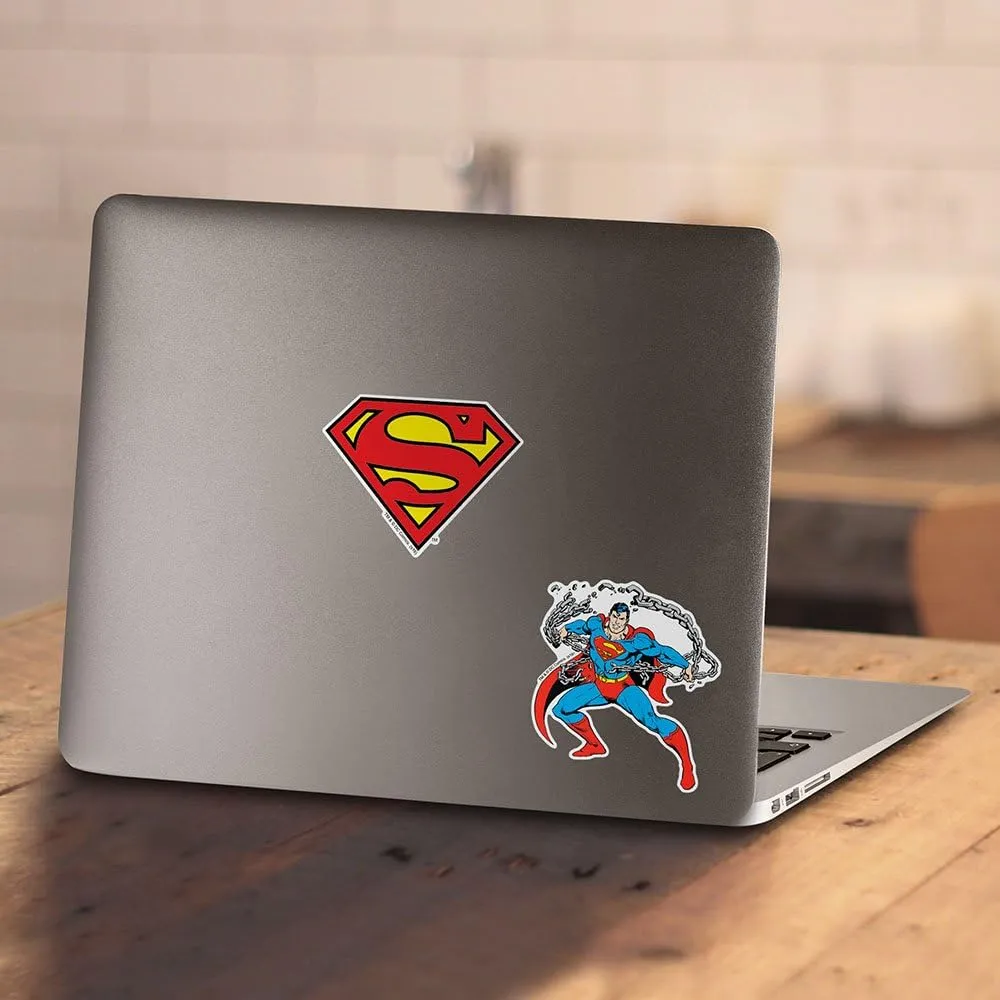 Superman Classic Logo T Shirt and Stickers, Unisex Adult T Shirt Collection