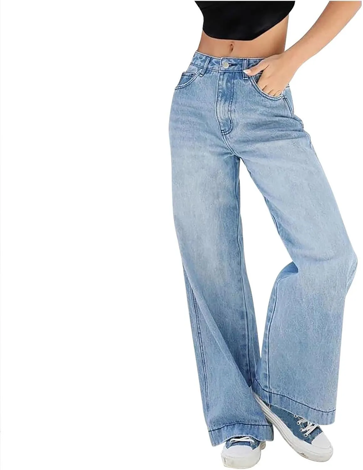Sweatpant Jeans Boyfriend High Waited Baggy Wide Leg Jean Y2k Streetwear Retro Loose Fit Denim Pant with Pockets