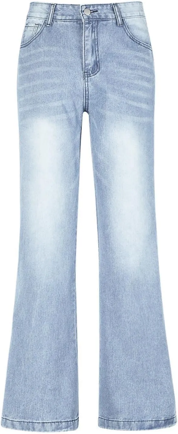 Sweatpant Jeans Boyfriend High Waited Baggy Wide Leg Jean Y2k Streetwear Retro Loose Fit Denim Pant with Pockets