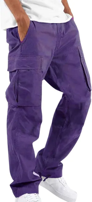 Sweatpants for Men Baggy Open Bottom Drawstring Cargo Joggers Casual Plus Size Loose Lighteight Hiking Pants with Pockets
