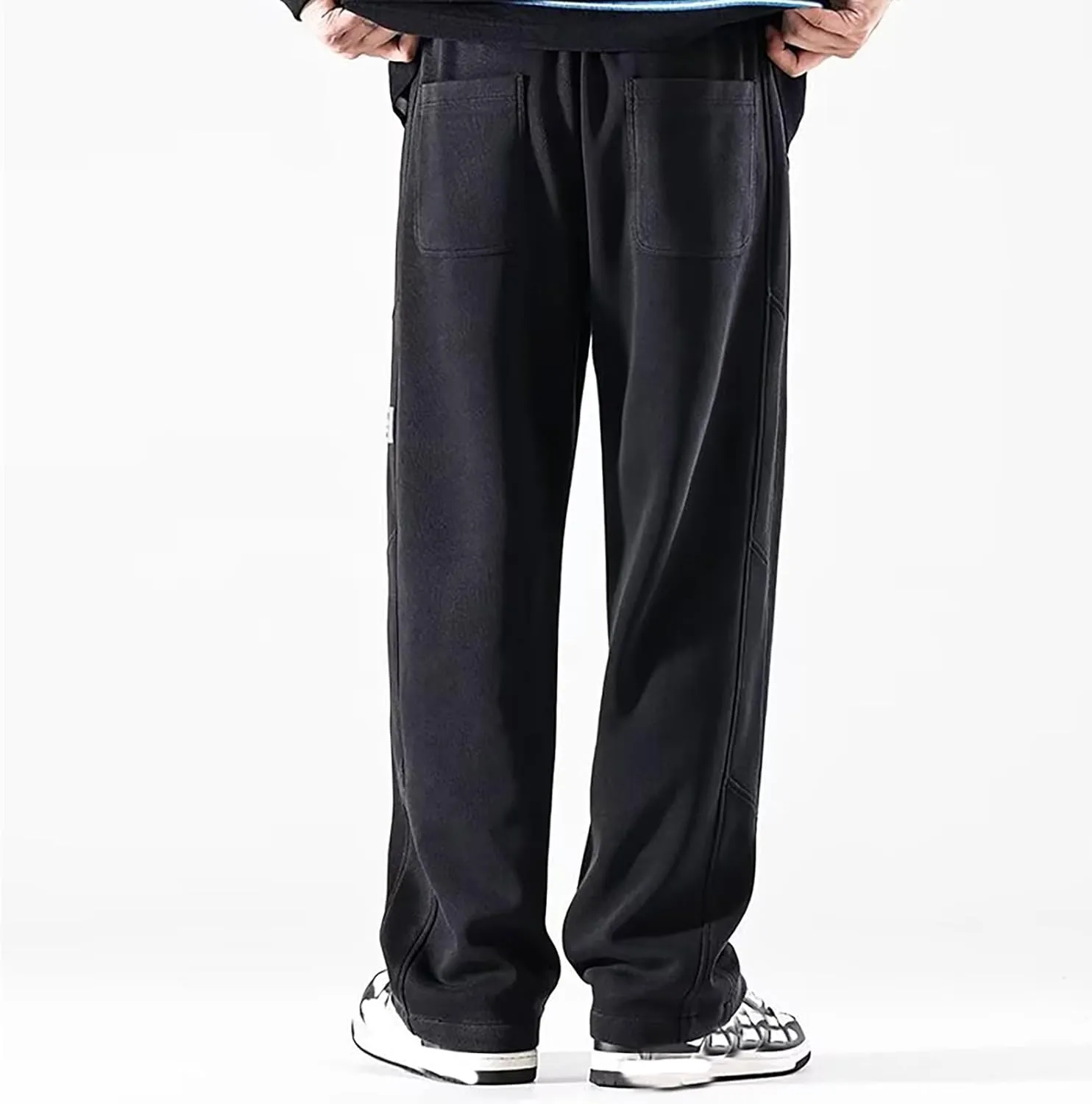 Sweatpants for Men Baggy Stretch Waist Straight Leg Casual Joggers Plus Size Lightweight Outdoor Workout Drawstring Trousers