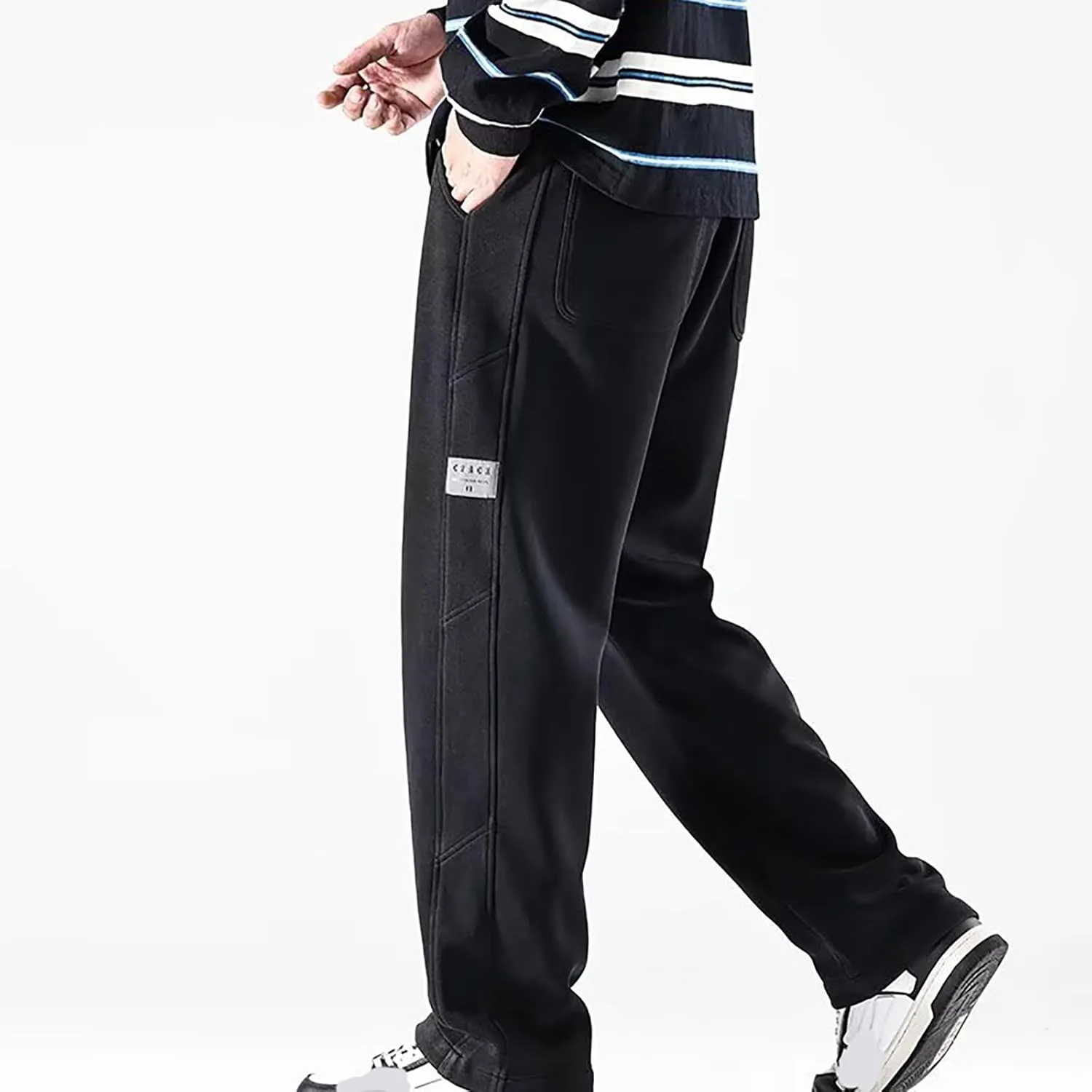 Sweatpants for Men Baggy Stretch Waist Straight Leg Casual Joggers Plus Size Lightweight Outdoor Workout Drawstring Trousers