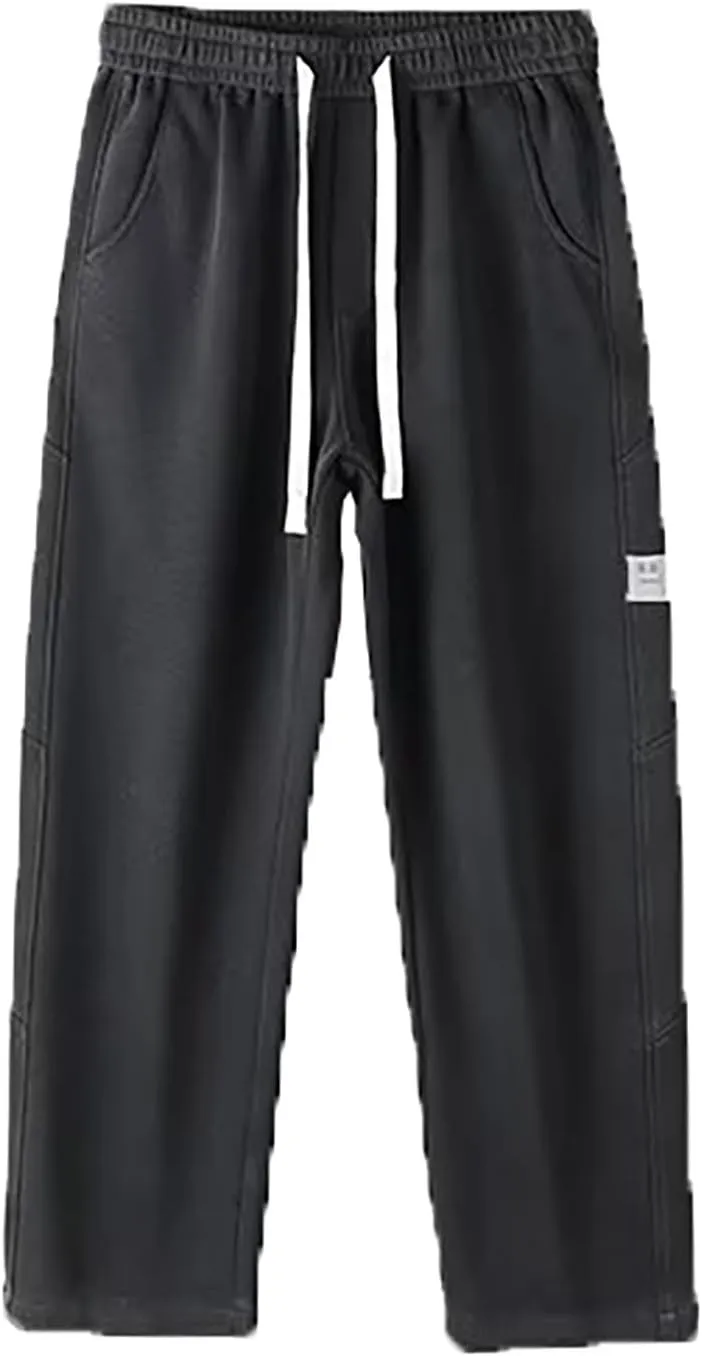 Sweatpants for Men Baggy Stretch Waist Straight Leg Casual Joggers Plus Size Lightweight Outdoor Workout Drawstring Trousers