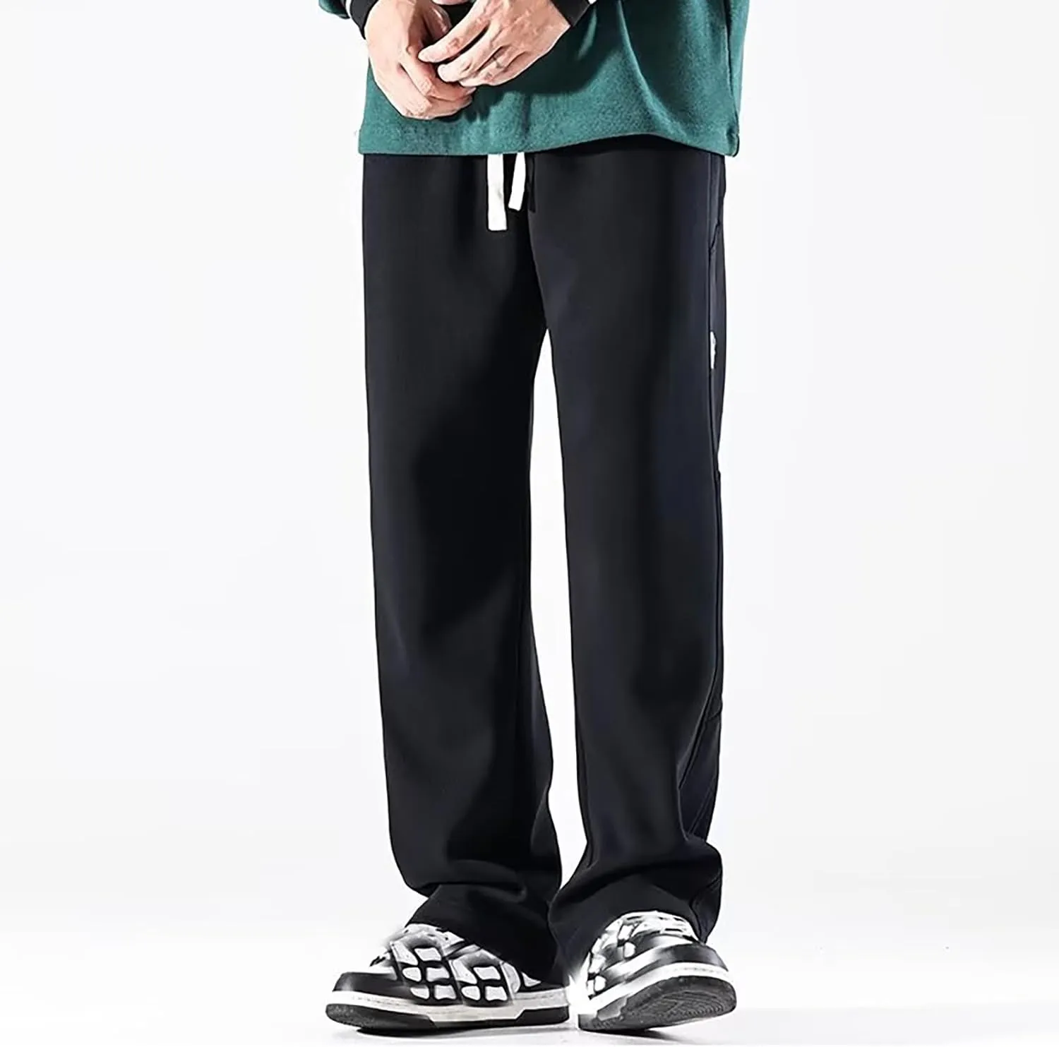 Sweatpants for Men Baggy Stretch Waist Straight Leg Casual Joggers Plus Size Lightweight Outdoor Workout Drawstring Trousers