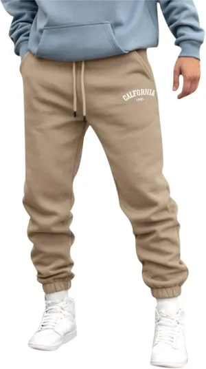 Sweatpants for Men Slim Leg Summer Drawstring Elastic Waist Fit Pockets Breathable Loose Sport Clothes Fresh Trousers