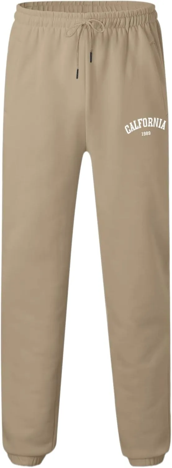 Sweatpants for Men Slim Leg Summer Drawstring Elastic Waist Fit Pockets Breathable Loose Sport Clothes Fresh Trousers