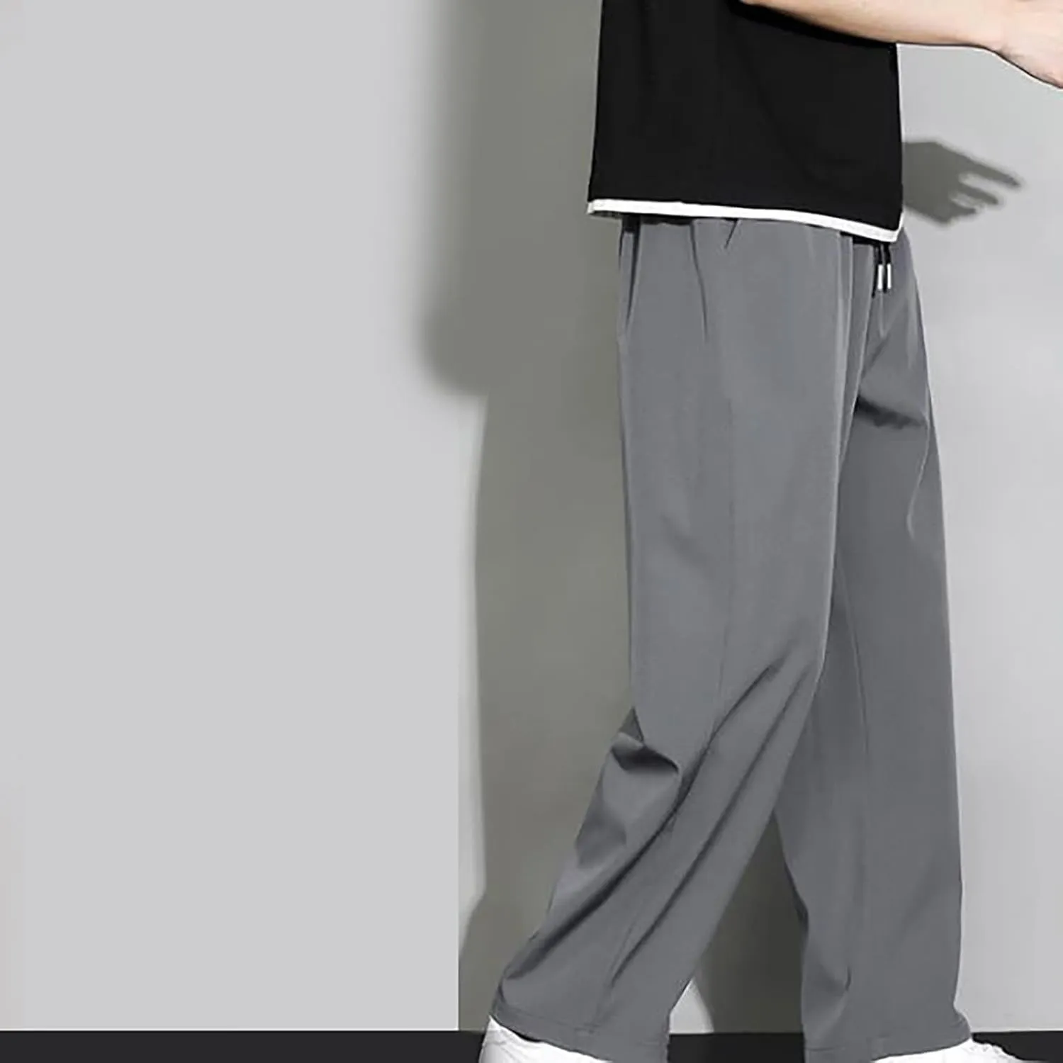 Sweatpants for Men Summer Drawstring Elastic Waist Fit Pockets Breathable Loose Elasticity Fresh Running Trousers