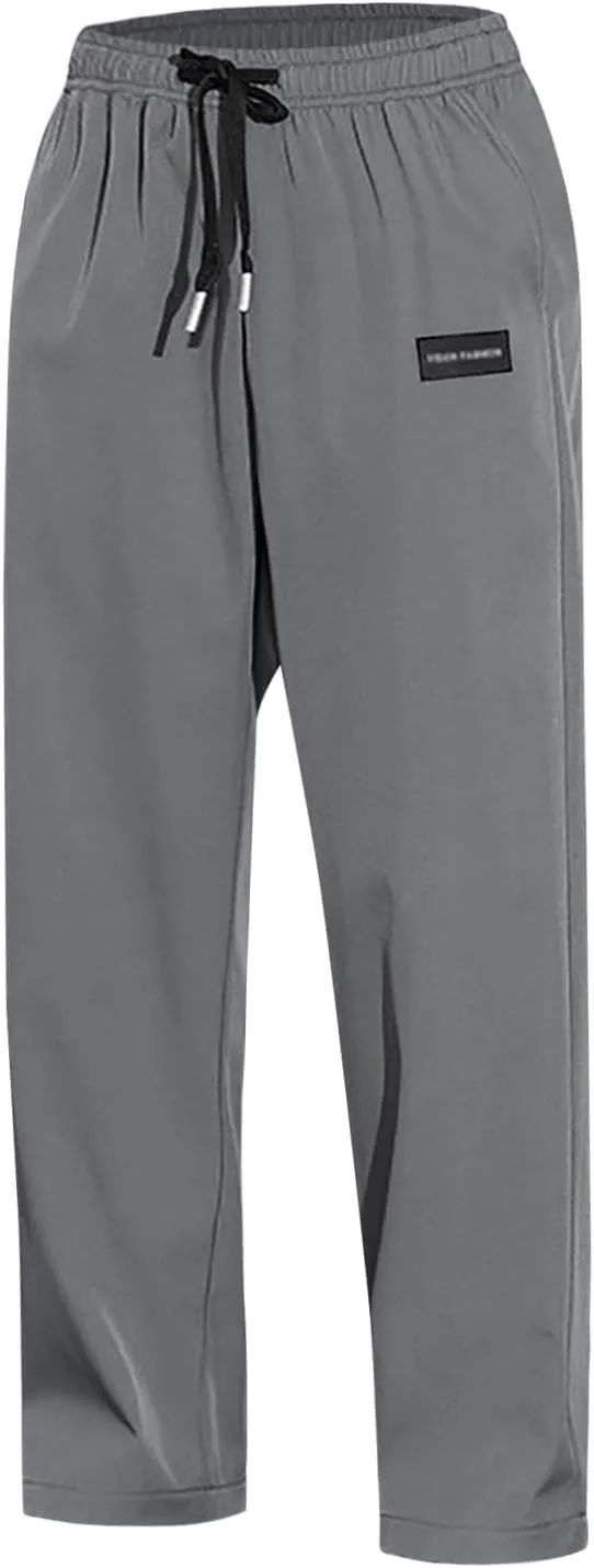 Sweatpants for Men Summer Drawstring Elastic Waist Fit Pockets Breathable Loose Elasticity Fresh Running Trousers