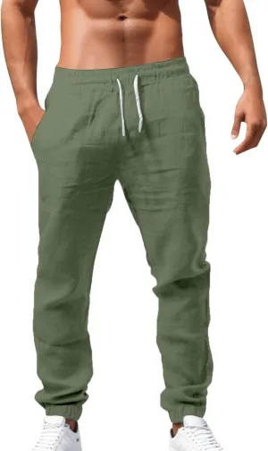 Sweatpants for Men Summer Drawstring Elastic Waist Fit Pockets Casual Athletic Summer Fresh Running Trousers