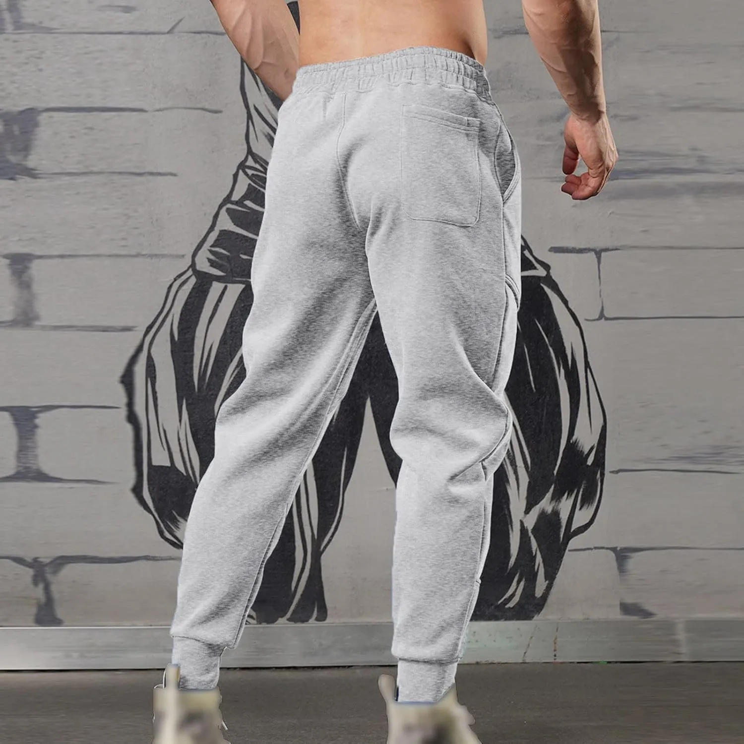 Sweatpants for Men Summer Slim Leg Drawstring Elastic Waist Pockets Breathable Soft Fit Joggers Cute Trendy Trousers