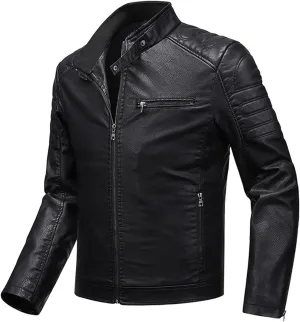 Thatrich Faux Leather Jacket Men Lightweight Motorcycle Jackets Slim Bomber Coats Zip Up Flight Outwears Fall Solid Outfits