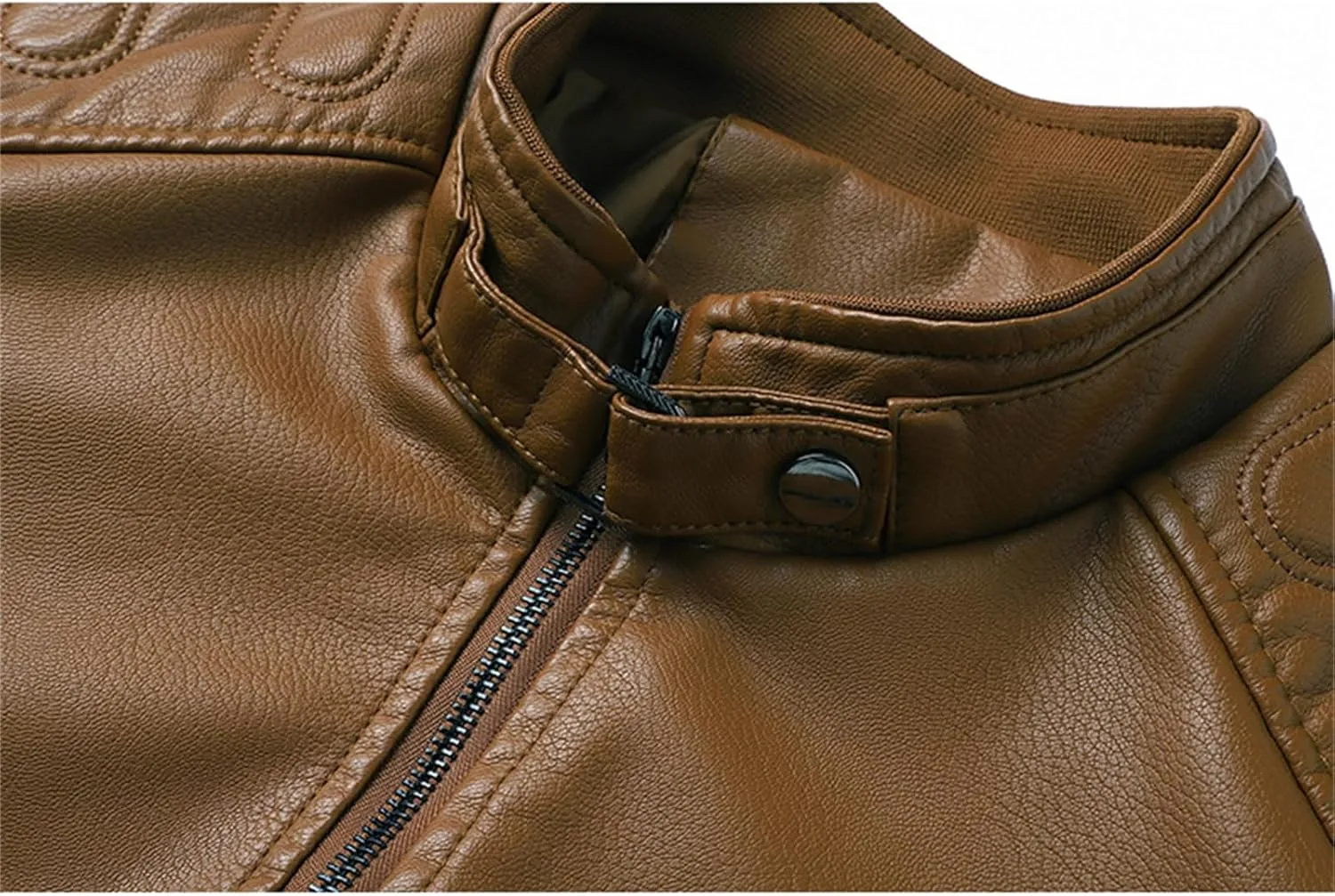 Thatrich Faux Leather Jacket Men Lightweight Motorcycle Jackets Slim Bomber Coats Zip Up Flight Outwears Fall Solid Outfits