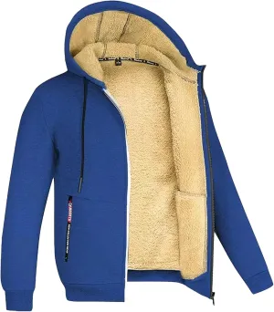 Thermal Jacket, Men'S Fleece Sherpa Jacket Fleece Lined Soft Cardigan Winter Coats Full Zip Hooded Jackets